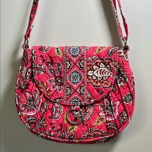 Vera Bradley Call Me Coral Quilted Shoulder/Crossbody  Saddle Bag